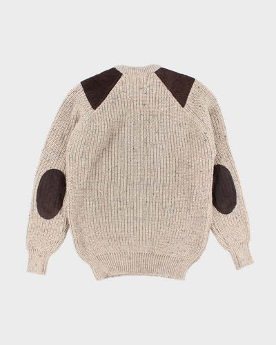 Vintage 80's Aran Crafts Heavyweight Ribbed Wool Knit Jumper - M