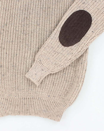 Vintage 80's Aran Crafts Heavyweight Ribbed Wool Knit Jumper - M