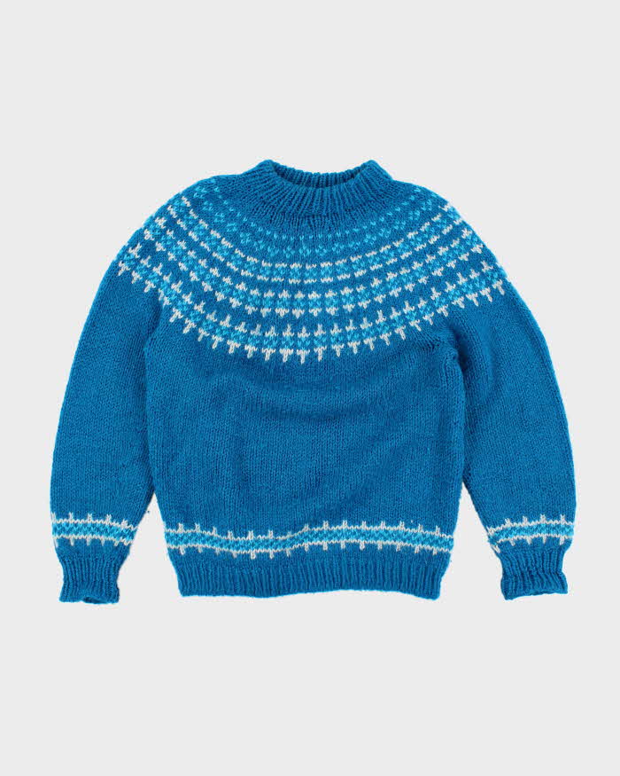 Vintage 90's Oversized Patterned Wool Blend Knit Jumper - L