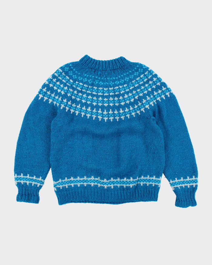 Vintage 90's Oversized Patterned Wool Blend Knit Jumper - L