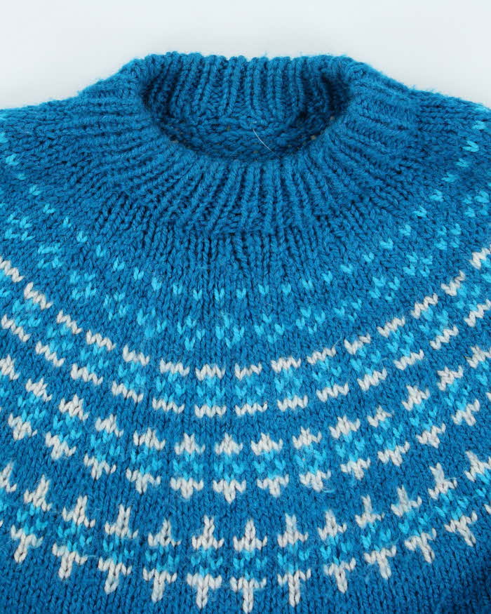 Vintage 90's Oversized Patterned Wool Blend Knit Jumper - L