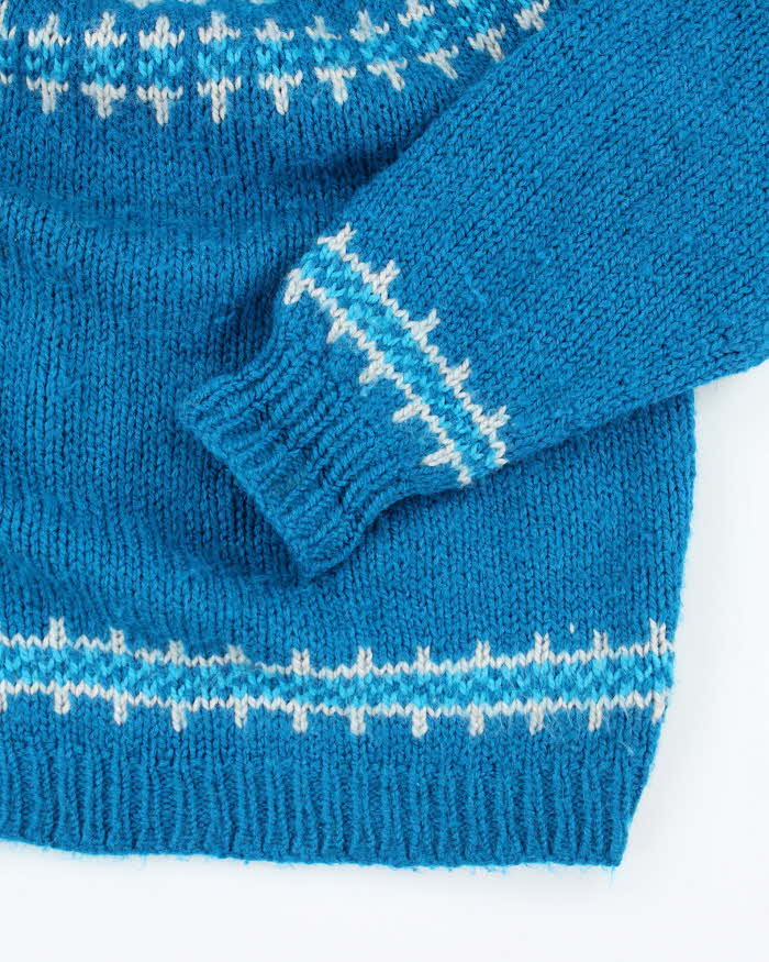 Vintage 90's Oversized Patterned Wool Blend Knit Jumper - L