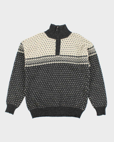 Vintage 90's Cliff Shetland Wool Chunky Quarter Zip Jumper - L