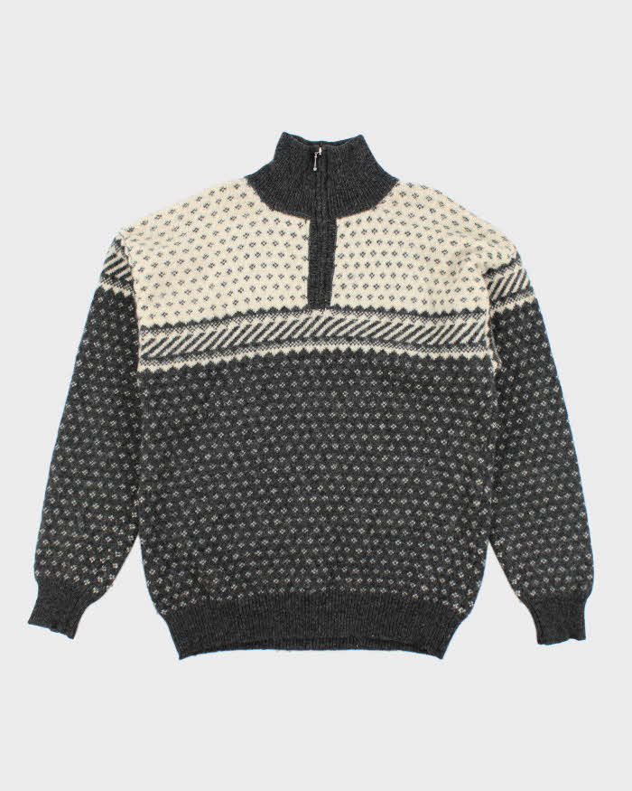 Vintage 90's Cliff Shetland Wool Chunky Quarter Zip Jumper - L