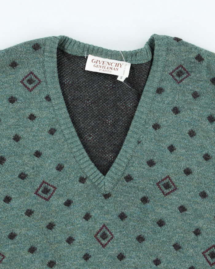 Vintage 80's Givenchy Gentleman Paris Wool V-Neck Knit Jumper - S