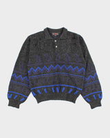 Vintage 90's Allegrio Quarter Button Up Wool Blend Knit Jumper - S