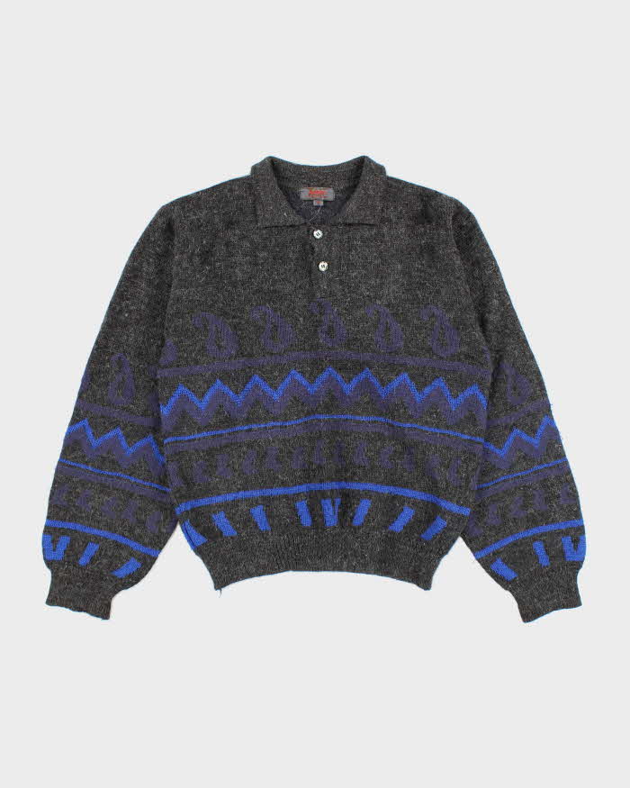 Vintage 90's Allegrio Quarter Button Up Wool Blend Knit Jumper - S