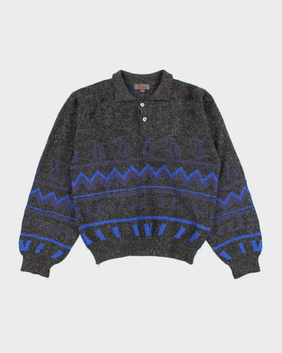 Vintage 90's Allegrio Quarter Button Up Wool Blend Knit Jumper - S