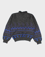 Vintage 90's Allegrio Quarter Button Up Wool Blend Knit Jumper - S