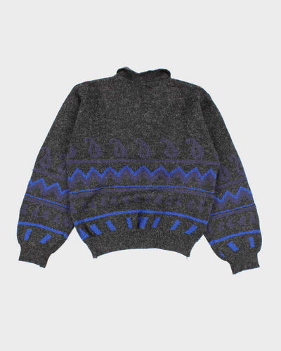 Vintage 90's Allegrio Quarter Button Up Wool Blend Knit Jumper - S