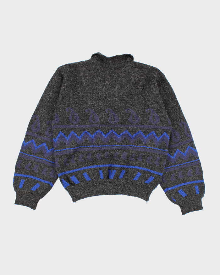 Vintage 90's Allegrio Quarter Button Up Wool Blend Knit Jumper - S