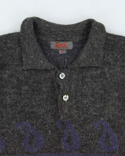 Vintage 90's Allegrio Quarter Button Up Wool Blend Knit Jumper - S