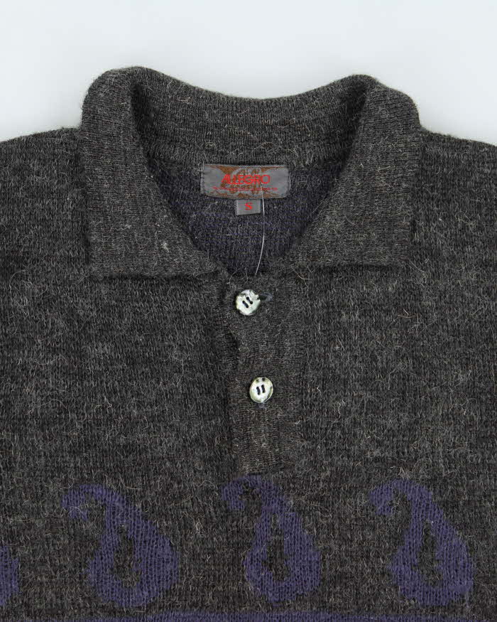 Vintage 90's Allegrio Quarter Button Up Wool Blend Knit Jumper - S