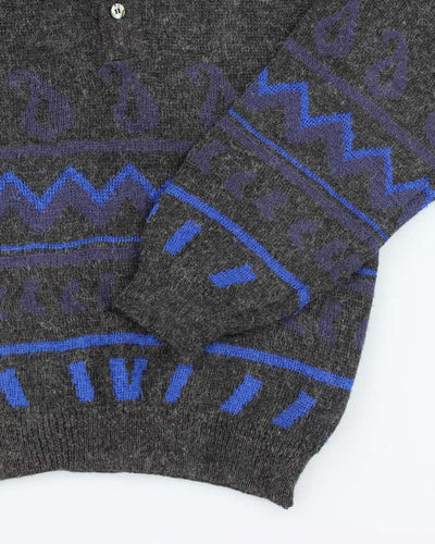Vintage 90's Allegrio Quarter Button Up Wool Blend Knit Jumper - S