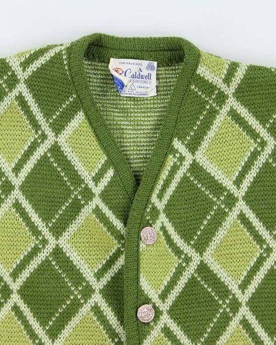 Vintage 80's Caldwell Wool Chunky Button Up Knit Cardigan - L