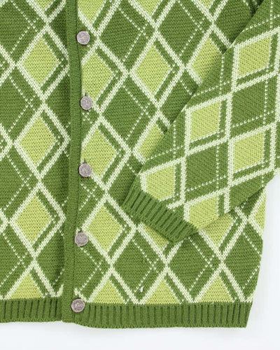 Vintage 80's Caldwell Wool Chunky Button Up Knit Cardigan - L