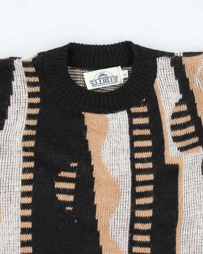 Vintage 90's J.J. Blu Patterned Wool Blend Knit Jumper - L