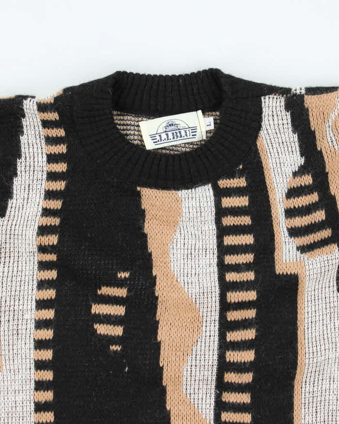 Vintage 90's J.J. Blu Patterned Wool Blend Knit Jumper - L