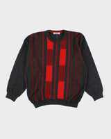 Vintage 80's Grandius Patterned Merino Wool Blend Knit Jumper - L