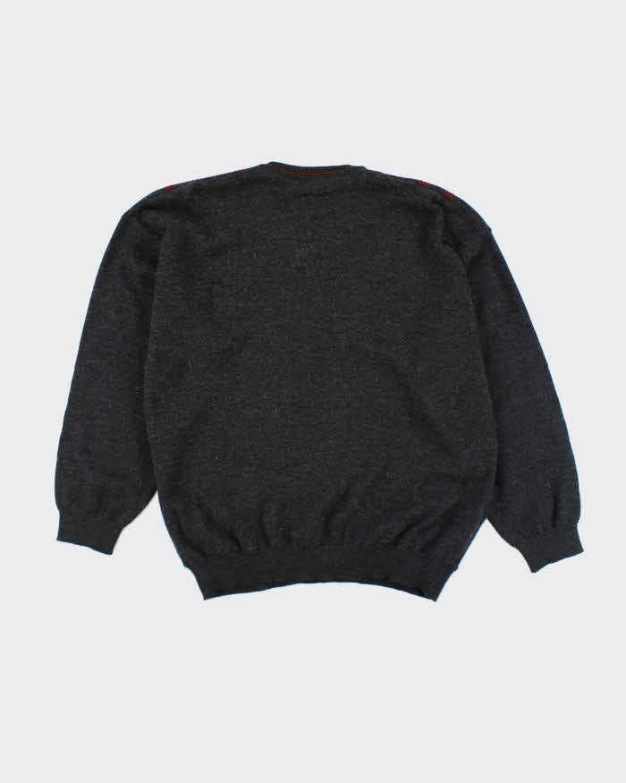Vintage 80's Grandius Patterned Merino Wool Blend Knit Jumper - L