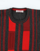 Vintage 80's Grandius Patterned Merino Wool Blend Knit Jumper - L