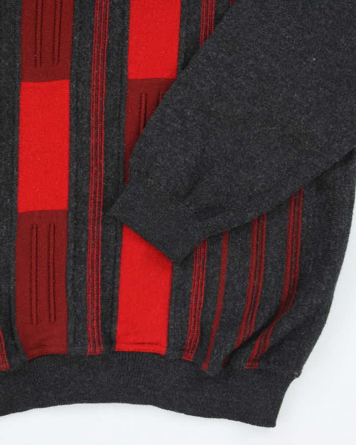 Vintage 80's Grandius Patterned Merino Wool Blend Knit Jumper - L
