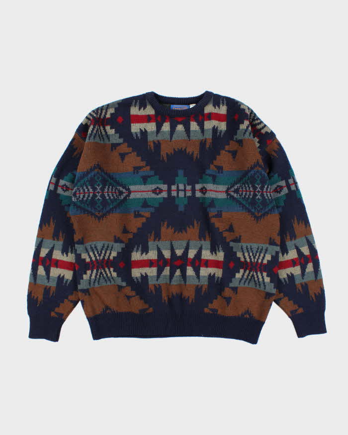 Vintage 90's Pendleton Heavyweight Wool Patterned Chunky Knit Jumper - XL