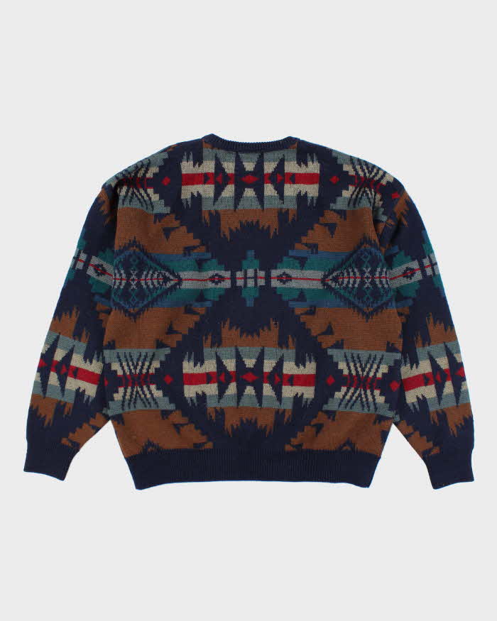Vintage 90's Pendleton Heavyweight Wool Patterned Chunky Knit Jumper - XL