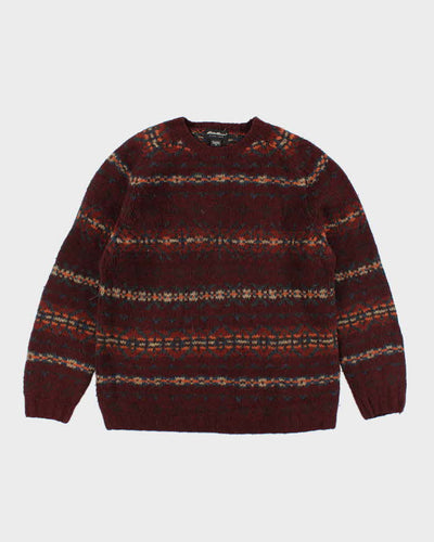 Vintage 2000's Eddie Bauer Patterned Wool Chunky Knit Jumper - XL