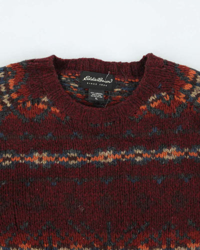 Vintage 2000's Eddie Bauer Patterned Wool Chunky Knit Jumper - XL