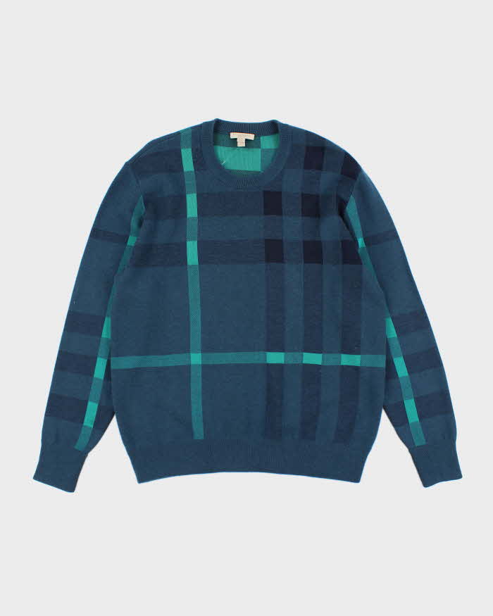 Vintage Burberry Brit Merino Wool Blend Patterned Knit Jumper - XL