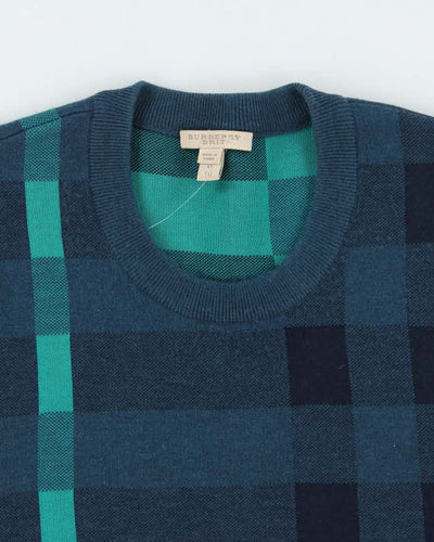 Vintage Burberry Brit Merino Wool Blend Patterned Knit Jumper - XL