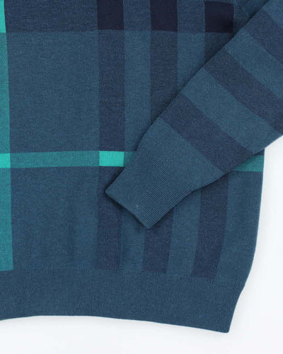 Vintage Burberry Brit Merino Wool Blend Patterned Knit Jumper - XL