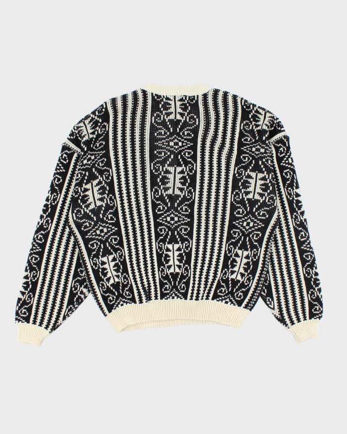 Vintage Santoni Patterned Chunky Wool Blend Knit Jumper - L
