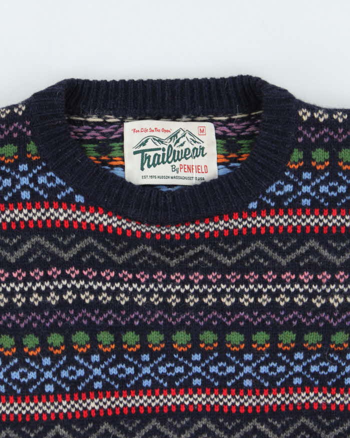 Vintage Penfield 100% Lambswool Patterned Chunky Knit Jumper - M