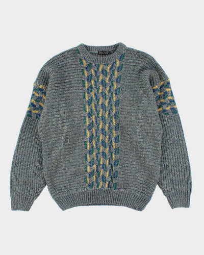 Vintage 90's Focus Patterned Chunky Knit Jumper - L