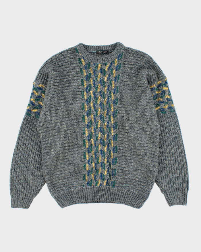 Vintage 90's Focus Patterned Chunky Knit Jumper - L