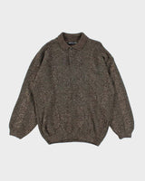 Vintage 90's Pierre Cardin Chunky Oversized 1/4 Button Knit Jumper - XL