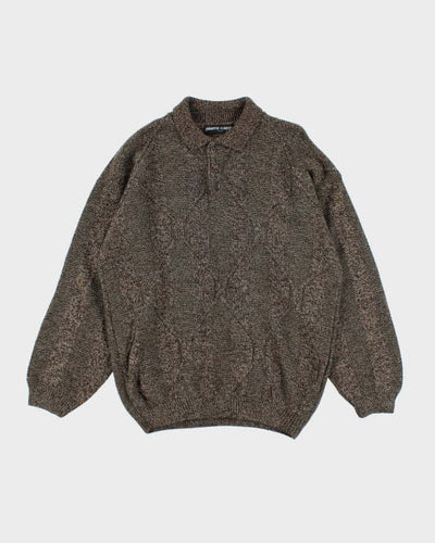 Vintage 90's Pierre Cardin Chunky Oversized 1/4 Button Knit Jumper - XL
