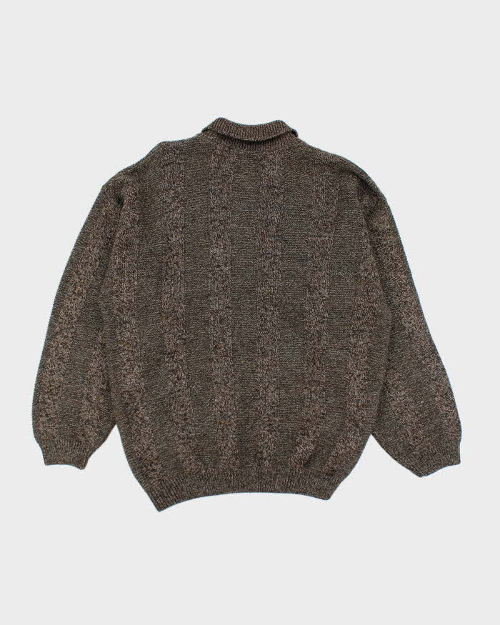 Vintage 90's Pierre Cardin Chunky Oversized 1/4 Button Knit Jumper - XL
