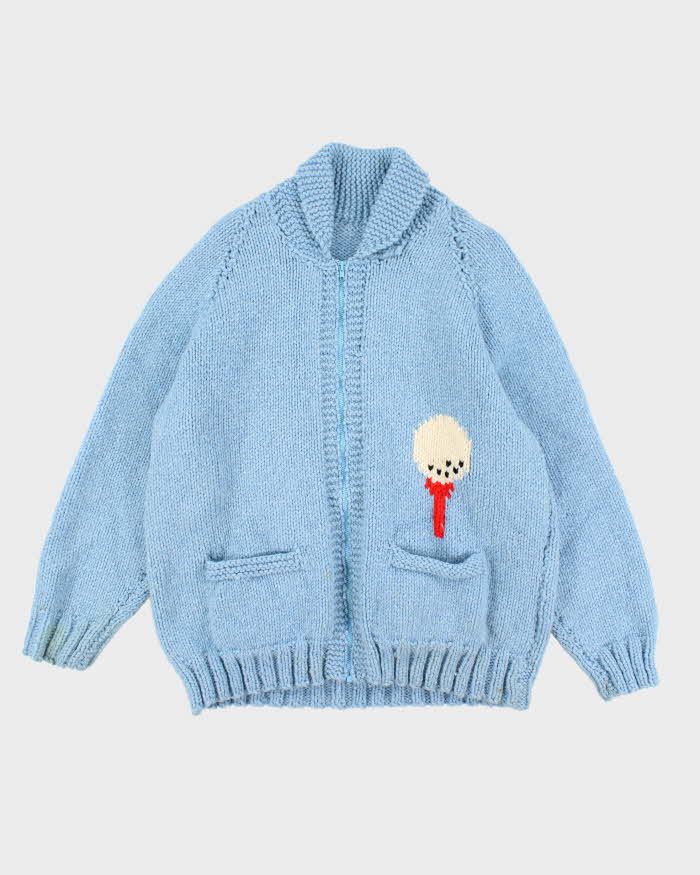 Vintage 80's Cowichan Heavyweight Golf Design Zip Up Cardigan - XL