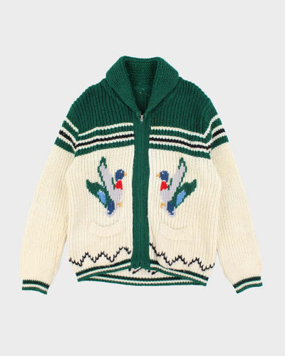 Vintage 80's Cowichan Heavyweight Duck Design Zip Up Cardigan - L