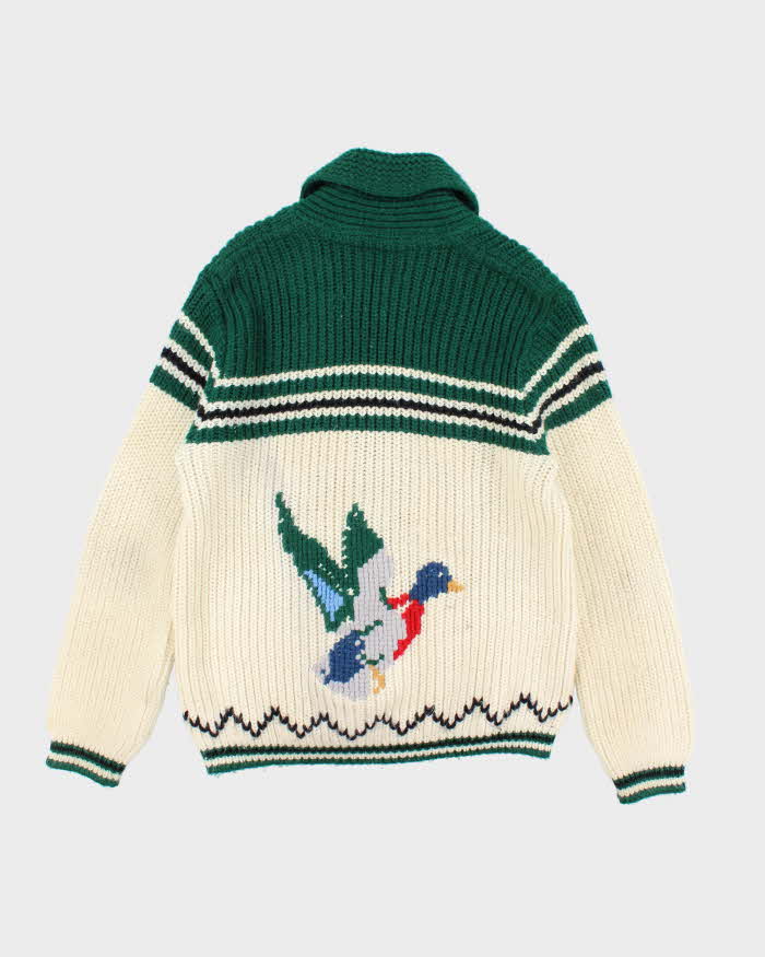 Vintage 80's Cowichan Heavyweight Duck Design Zip Up Cardigan - L