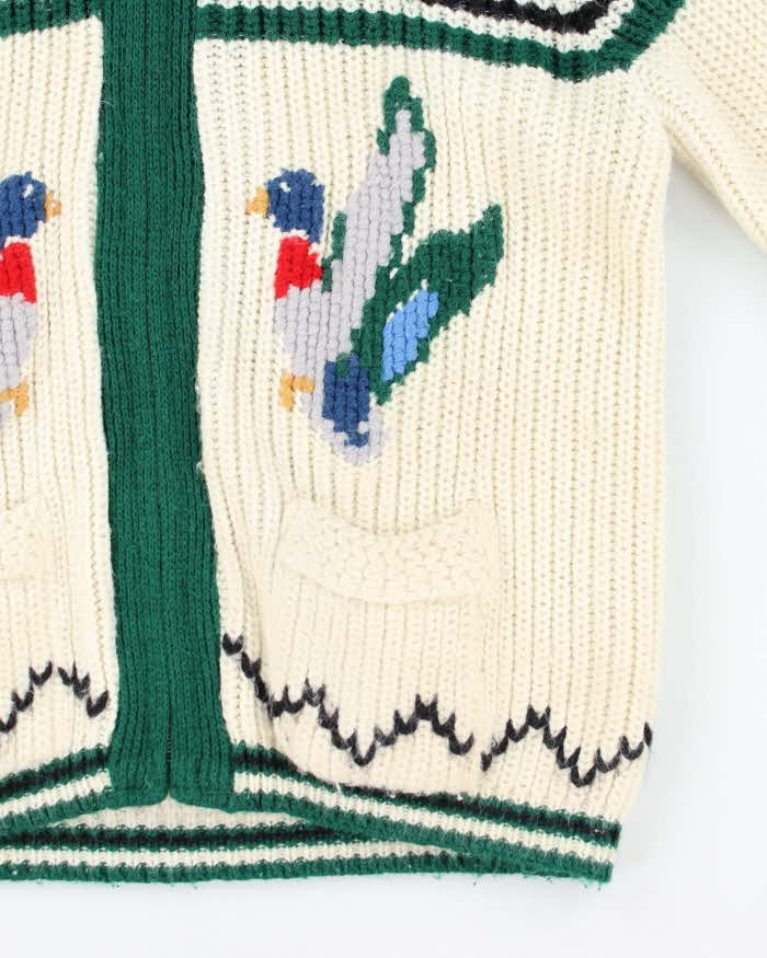Vintage 80's Cowichan Heavyweight Duck Design Zip Up Cardigan - L
