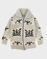 Vintage Handmade Grey Wool Chunky Knit Zip-Up Jumper - L