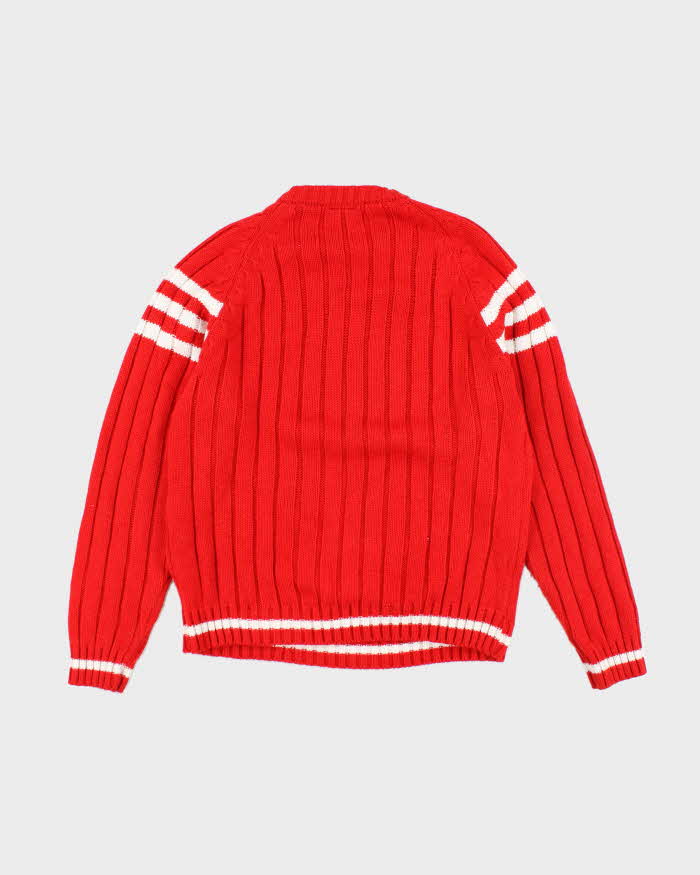 Adidas Red Knit Jumper - M