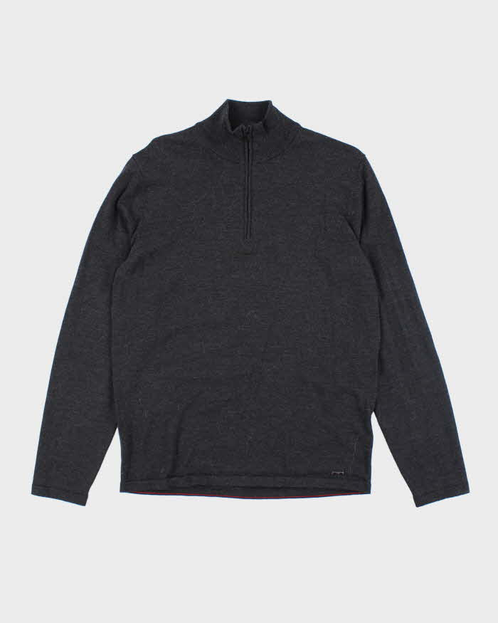 Vintage Y2K Hugo Boss 100% Wool Quarter Zip Knit - L