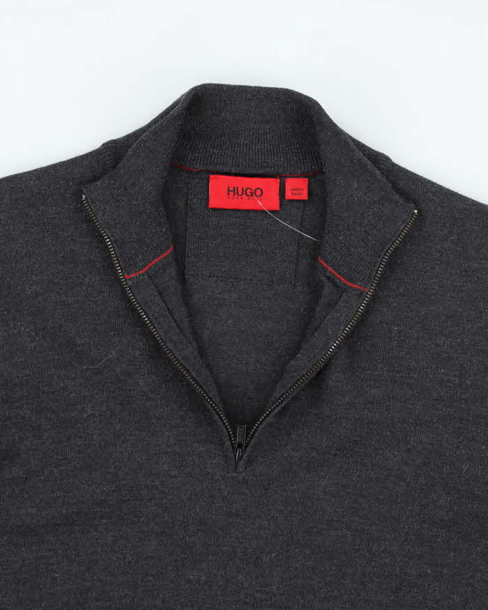 Vintage Y2K Hugo Boss 100% Wool Quarter Zip Knit - L