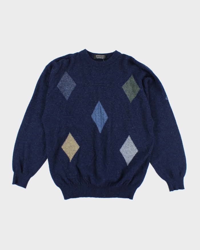 Vintage Jaeger Wool Argyle Jumper - M