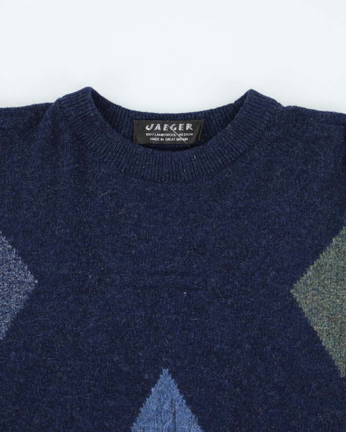 Vintage Jaeger Wool Argyle Jumper - M